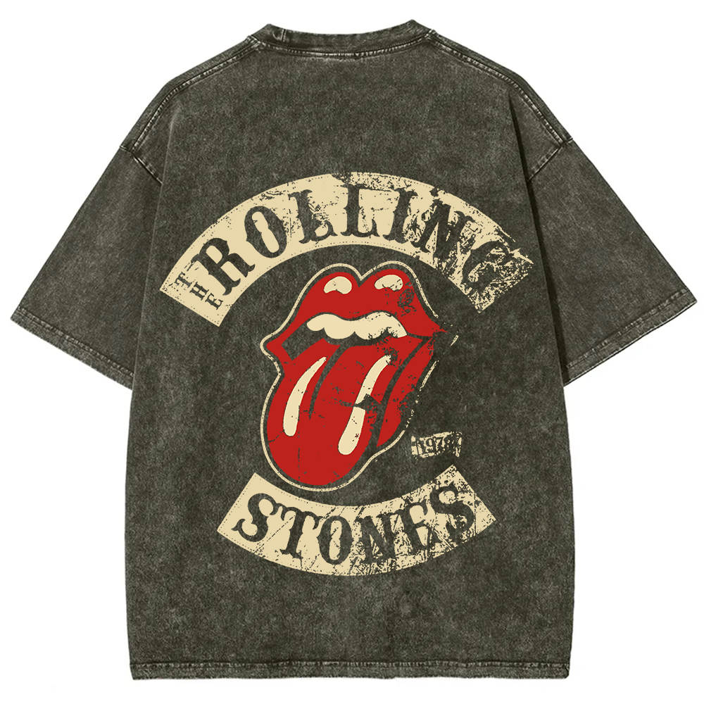 Unisex Vintage Washed Rolling Stones Rock Band T-Shirt