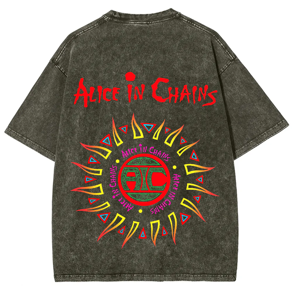  Unisex Vintage Alice in Chains Washed  T-shirt