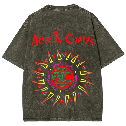  Unisex Vintage Alice in Chains Washed  T-shirt