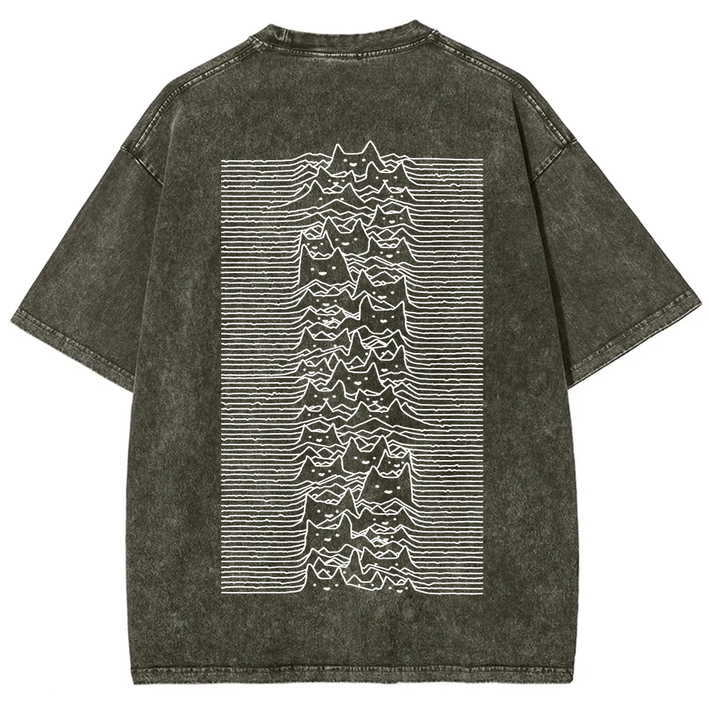Unisex Vintage Washed Joy division Cat T-shirt