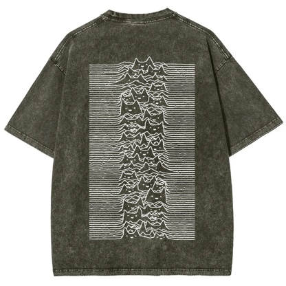 Unisex Vintage Washed Joy division Cat T-shirt