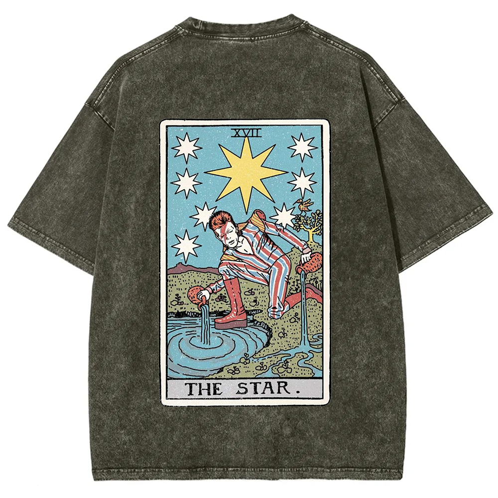 Unisex Vintage Washed The Star David Bowie Tarot Card T-shirt