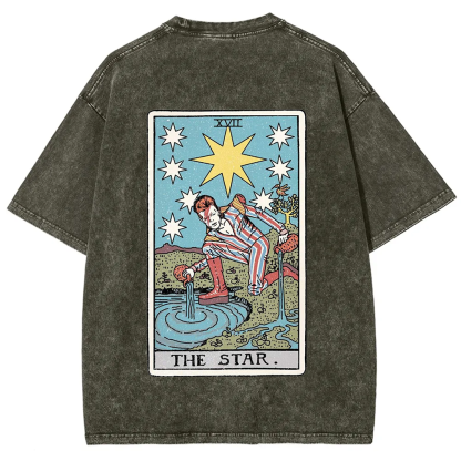 Unisex Vintage Washed The Star David Bowie Tarot Card T-shirt