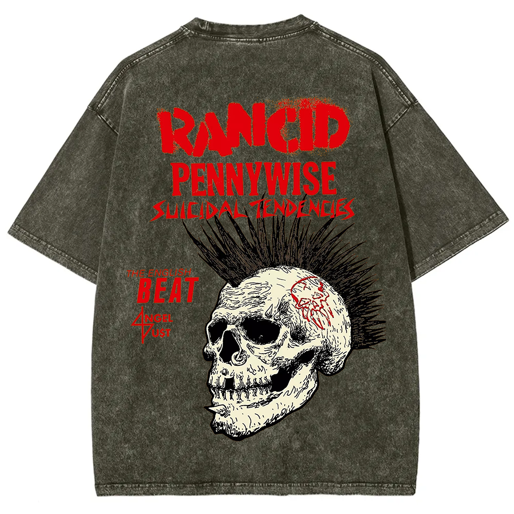 Rancid Skull Print Casua T-Shirt