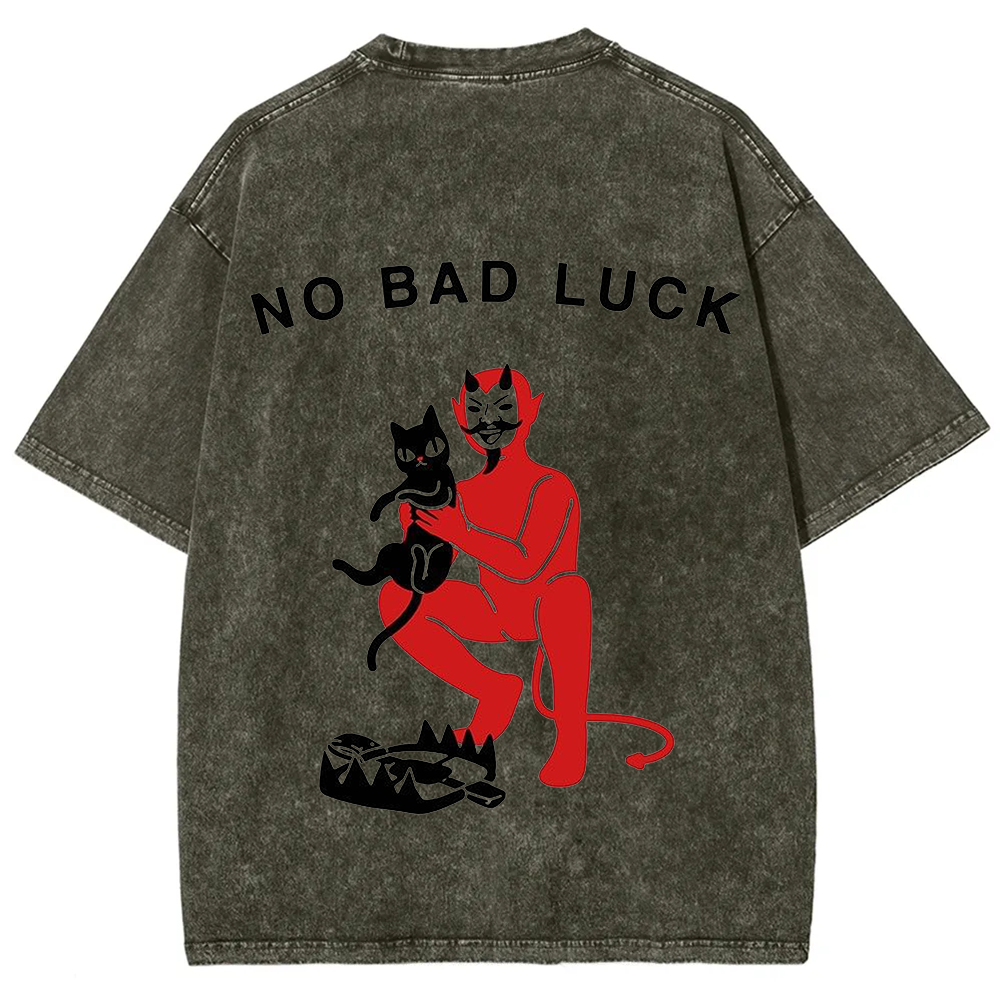 Unisex Cat No Bad Luck Print T-Shirt