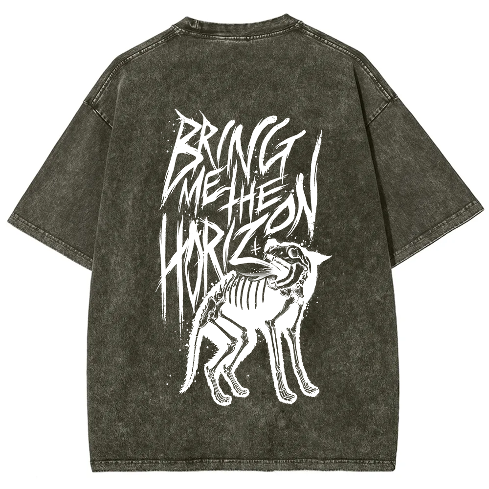 Unisex Vintage Washed Bring Me the Horizon Rock Band T-Shirt