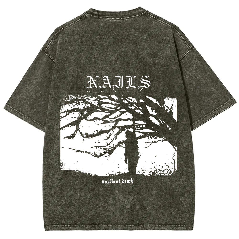 Nails Band Unsilent Death Vintage Washed T-Shirt