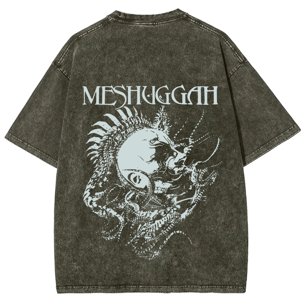 Unisex Vintage Washed Meshuggah Metal Band T-Shirt