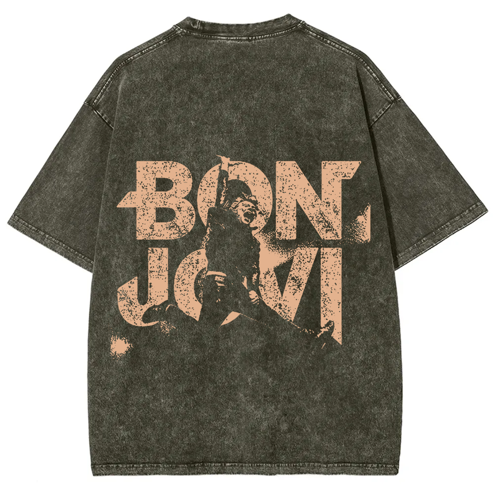 Unisex Vintage Washed Bon Jovi T-Shirt