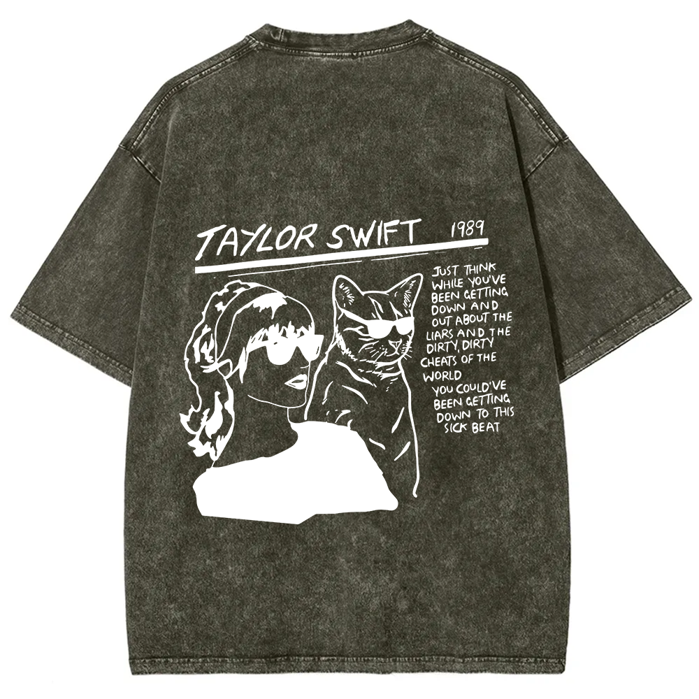 Unisex Casual Taylor Swift Singer Cat Printed T-Shirt