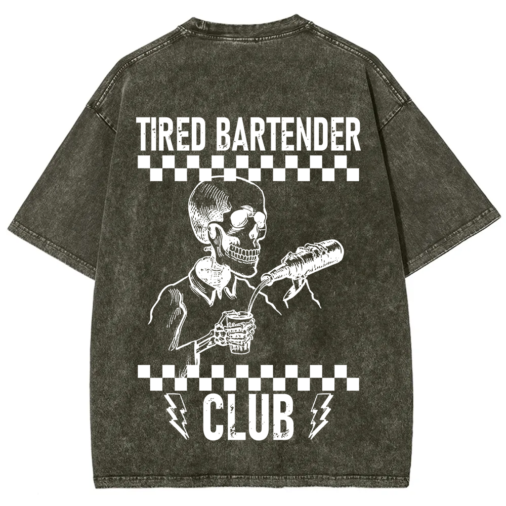 Tired Bartender Club Unisex Fit Washed T-Shirt?