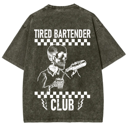 Tired Bartender Club Unisex Fit Washed T-Shirt?