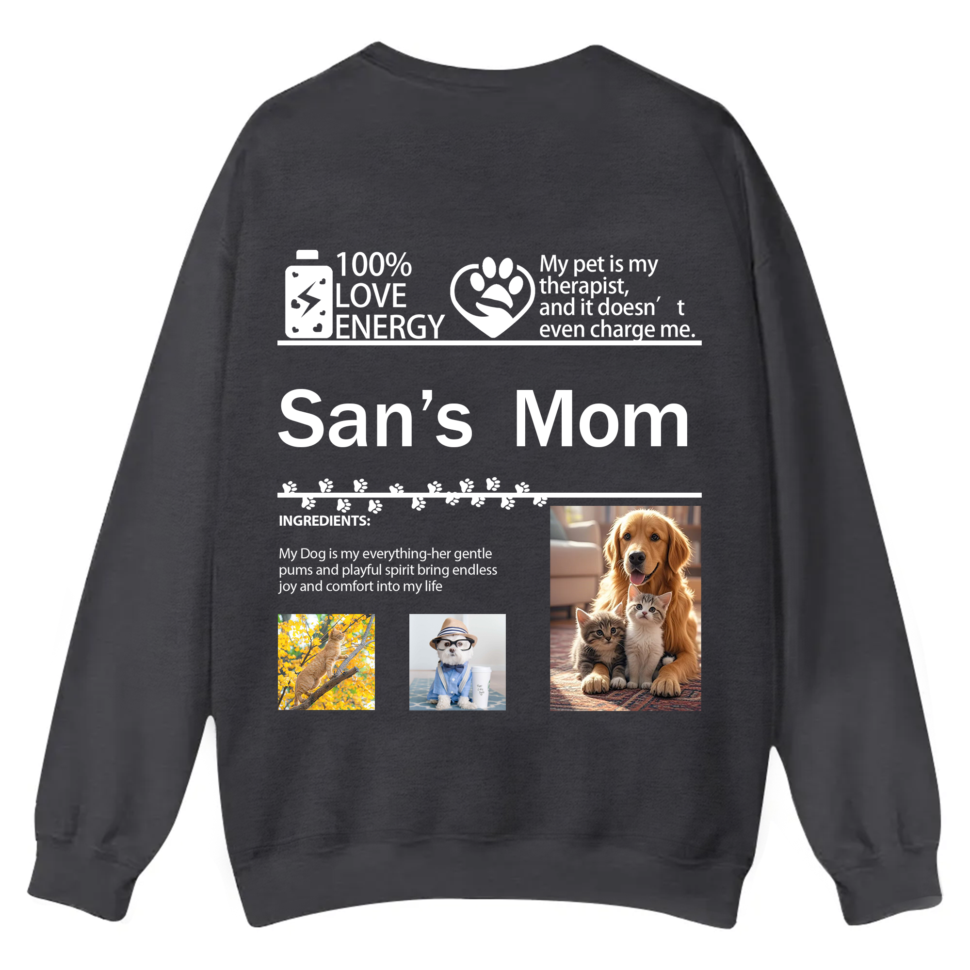 Pet Photo Creative Customized Unisex Casual Crewneck Sweatshirt