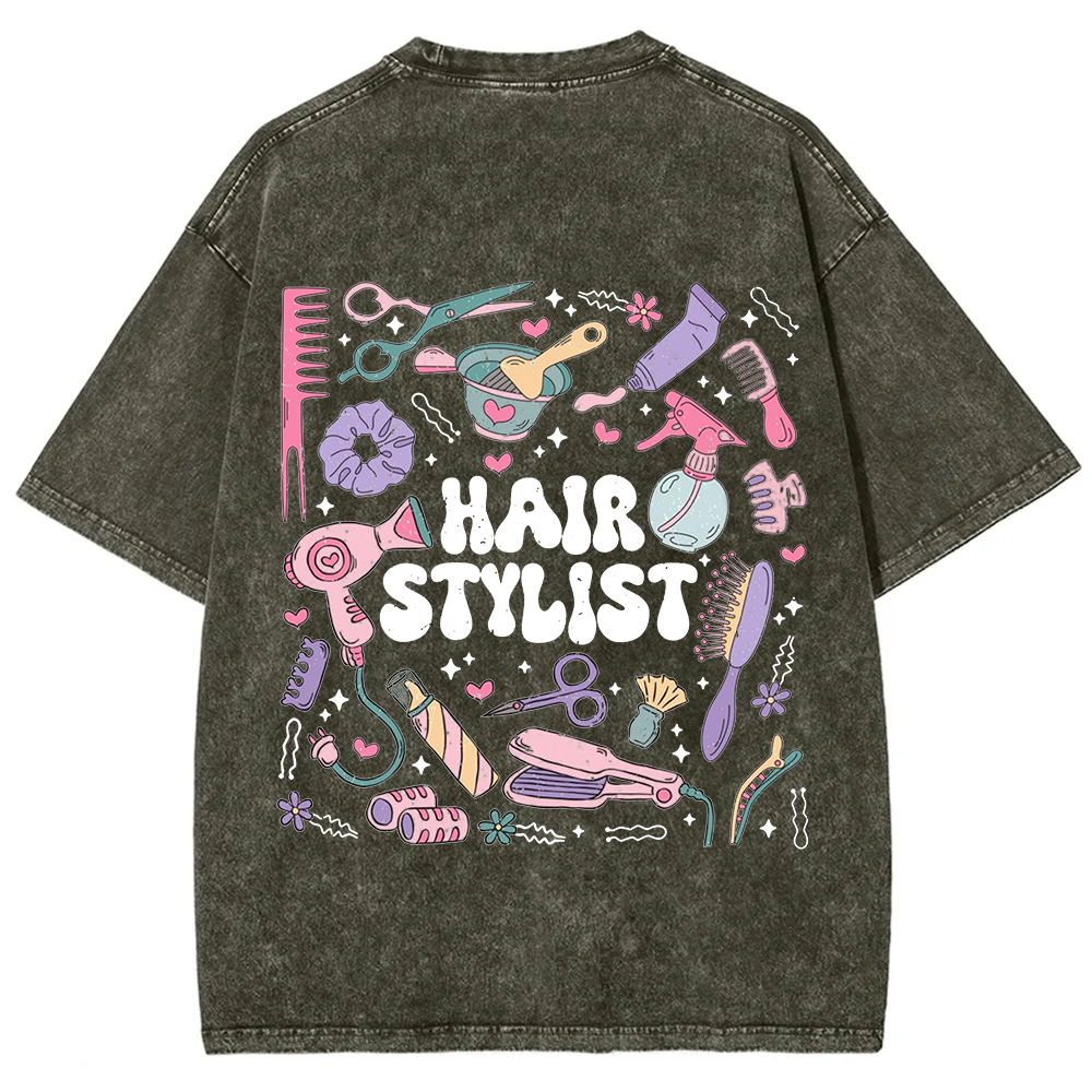 Hair Stylist Unisex Fit Washed T-Shirt