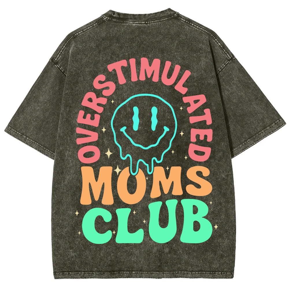 Overstimulated Moms Club Unisex Washed T-Shirt
