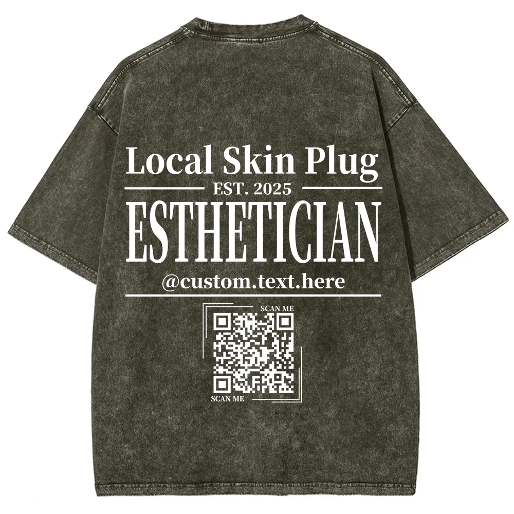 Esthetician Addcustom QR Code Name Unisex Fit Washed T-Shirt