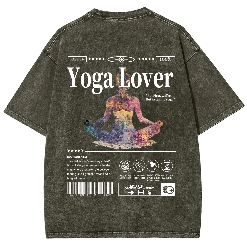Yoga Lover Casual Washed T-Shirt