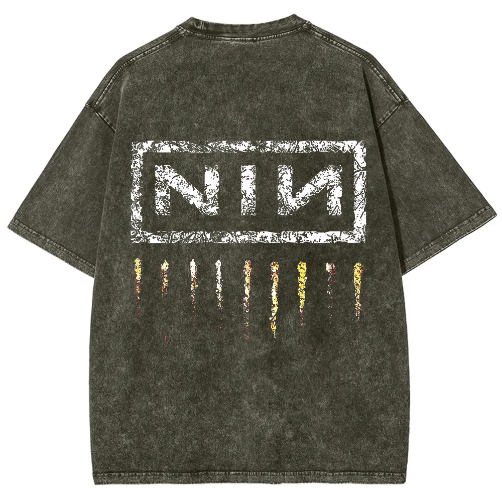 Unisex Vintage Washed Nine Inch Nails Band t-Shirt