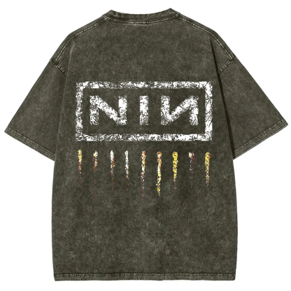 Unisex Vintage Washed Nine Inch Nails Band t-Shirt