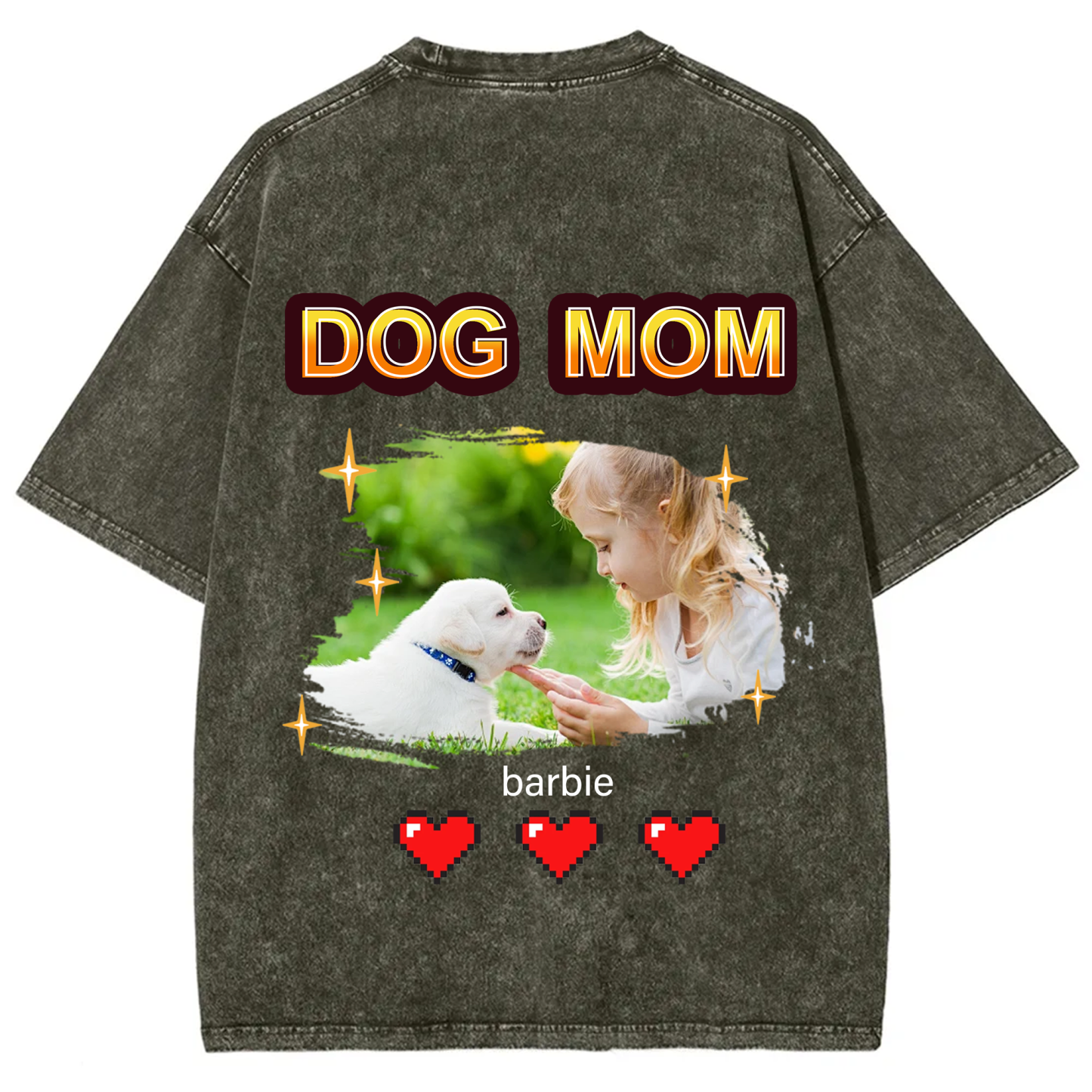 Dog Mom Pixel Photo - Personalized Custom Unisex T-shirt