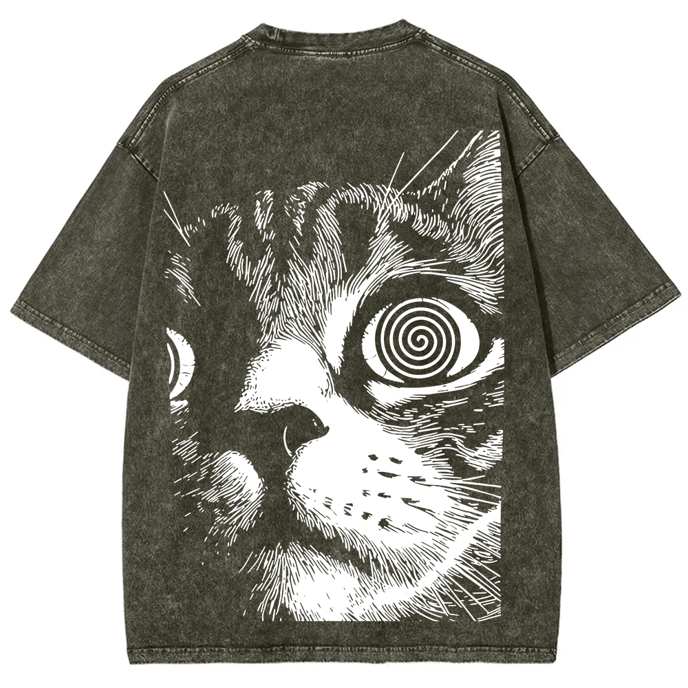Psychedelic Cat Graphic Print t-Shirt