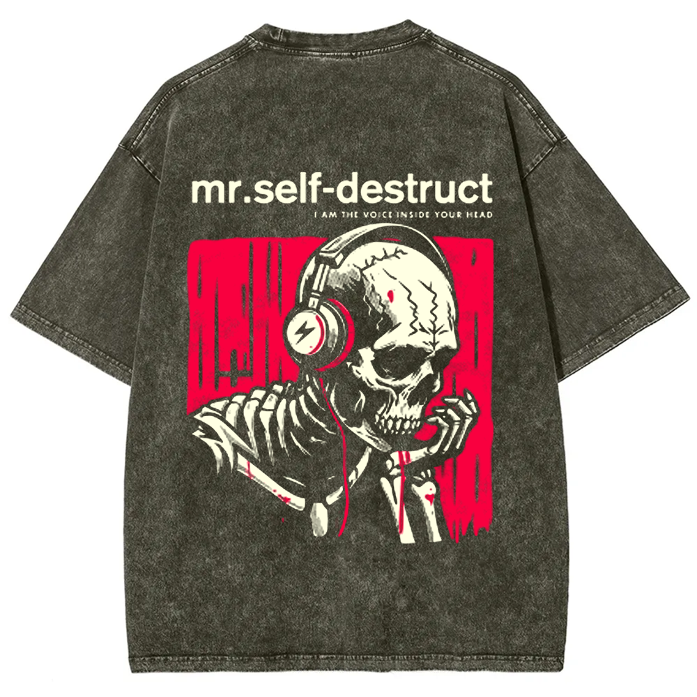 Unisex Washed Nine Inch Nails Mr Self Destruct Music t-Shirt