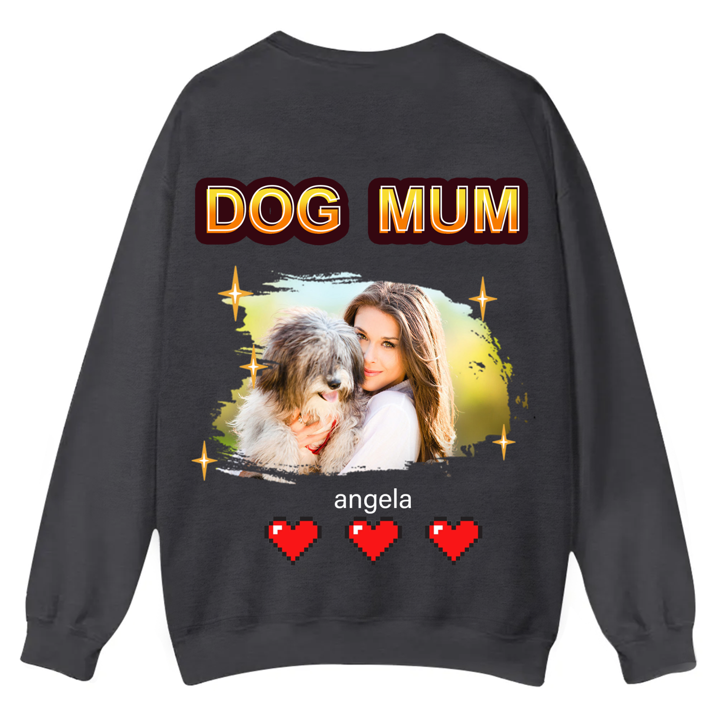 Dog Mom Pixel Photo - Personalized Custom Unisex Casual Crewneck Sweatshirt