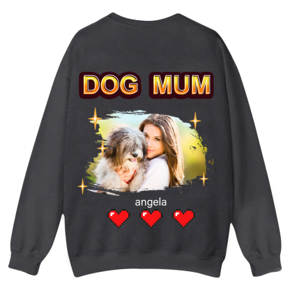 Dog Mom Pixel Photo - Personalized Custom Unisex Casual Crewneck Sweatshirt