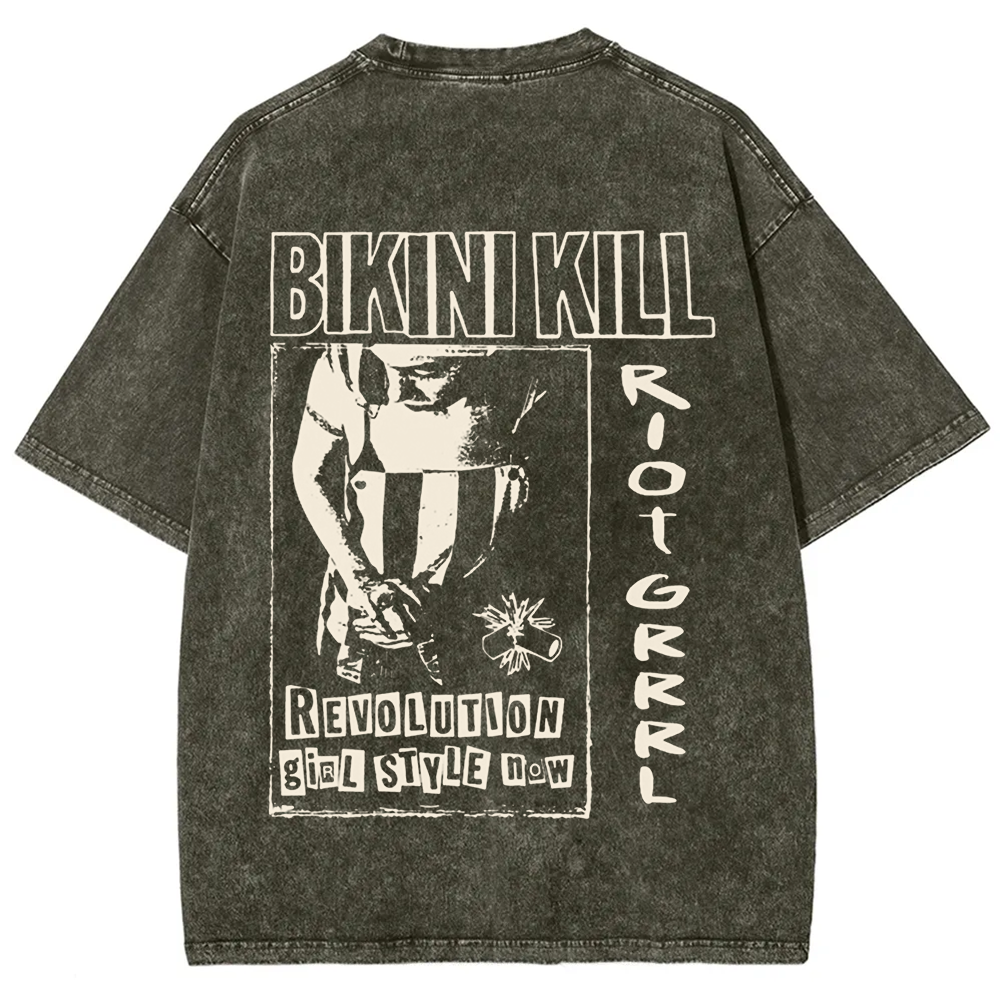 Unisex Vintage Washed Bikini Kill Rock Band t-Shirt