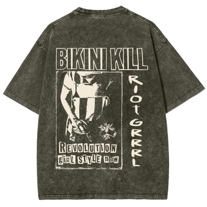 Unisex Vintage Washed Bikini Kill Rock Band t-Shirt