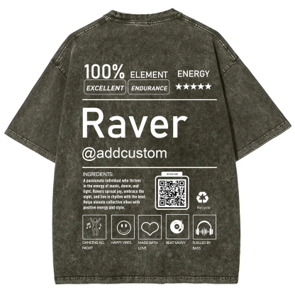 Addcustom QR Code Raver Unisex Fit Washed T-Shirt wearishow
