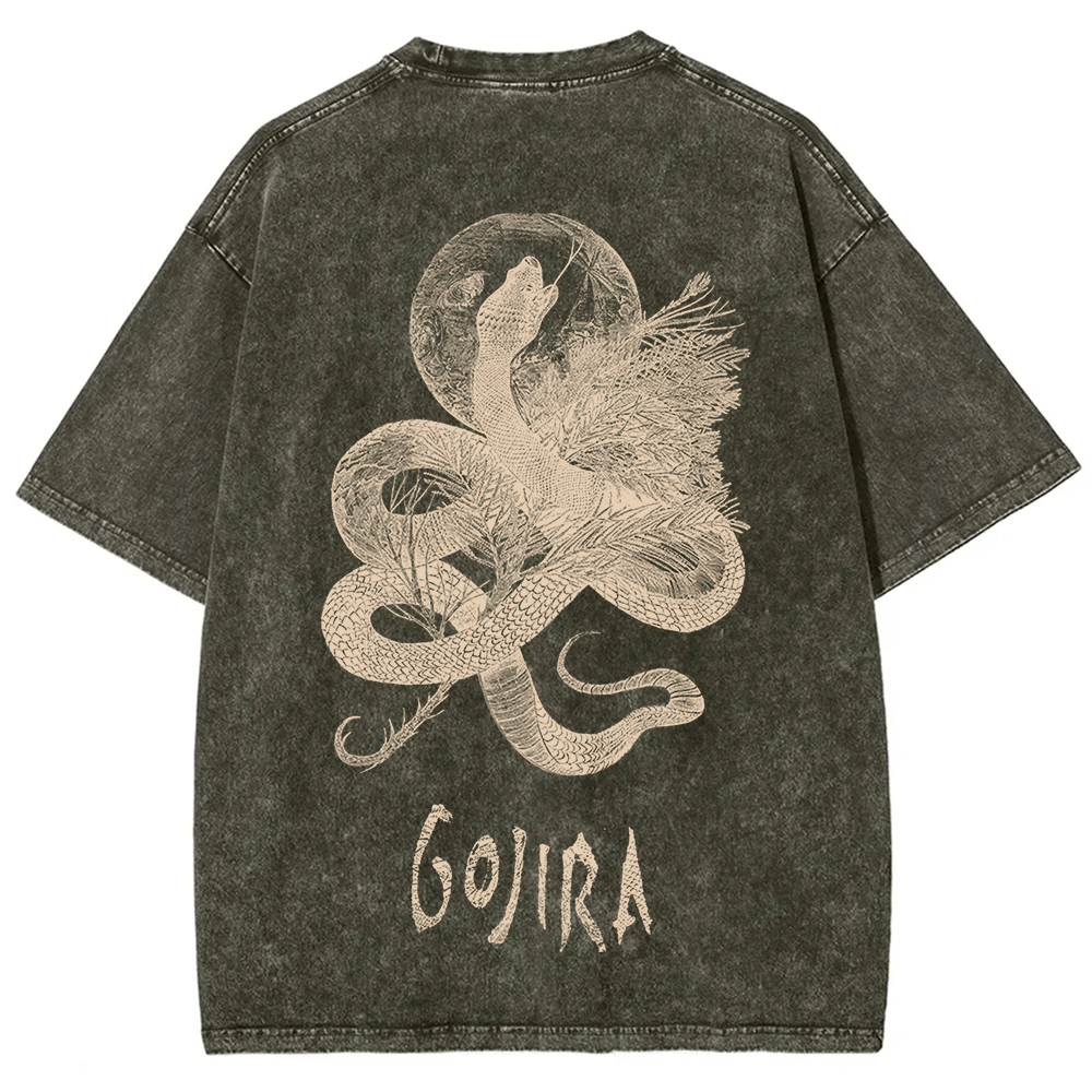 Unisex Vintage Washed Gojira Heavy Metal Band t-Shirt