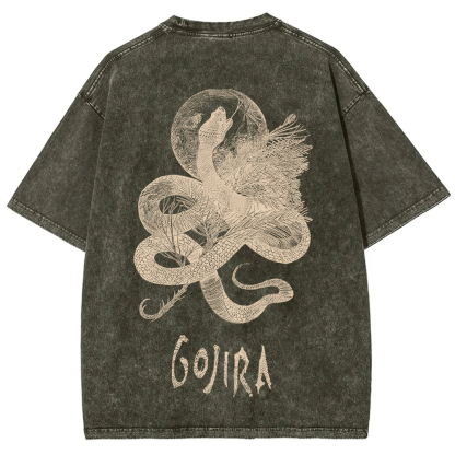 Unisex Vintage Washed Gojira Heavy Metal Band t-Shirt