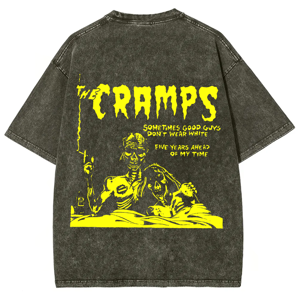 Unisex Vintage Washed The Cramps Rock Band t-Shirt