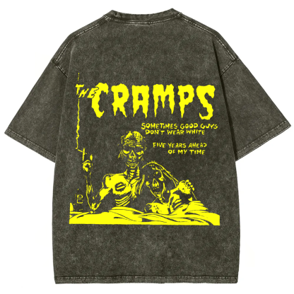 Unisex Vintage Washed The Cramps Rock Band t-Shirt