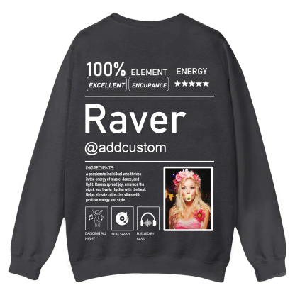 Addcustom  Photo Raver Casual Crewneck Sweatshirt wearishow