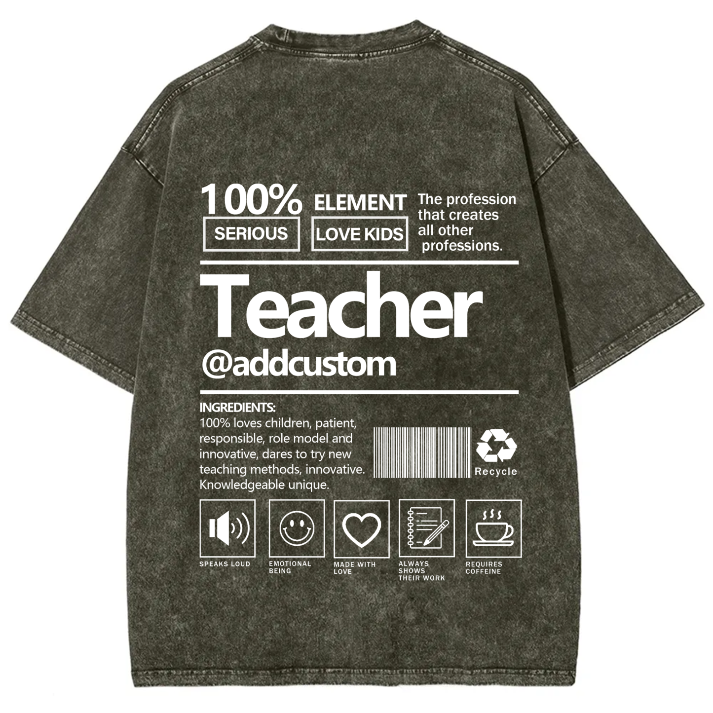 Teacher Addcustom Unisex Fit Washed T-Shirt wearishow