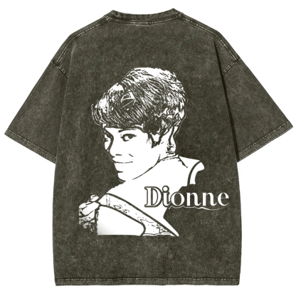 Unisex Vintage Washed  Dionne Warwick Singer  t-Shirt