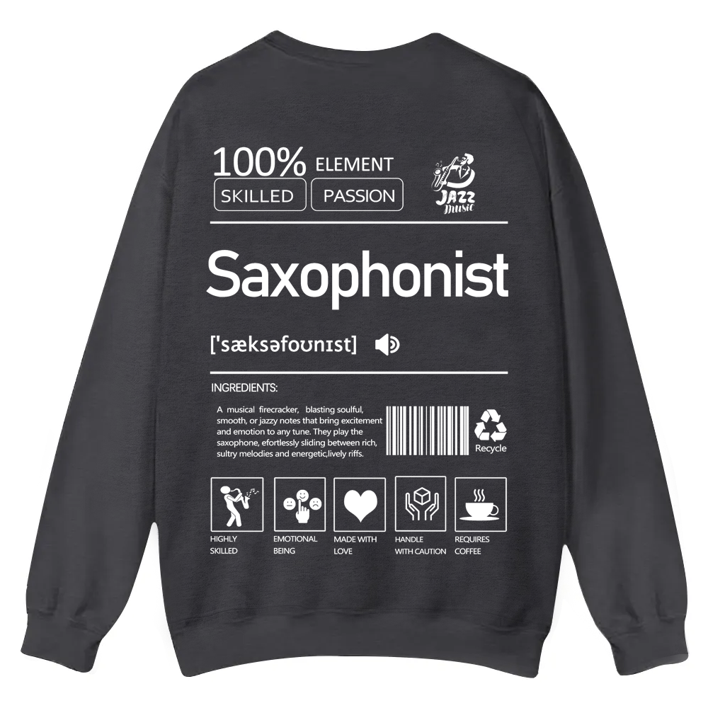 Saxophonist Unisex  Casual Crewneck Sweatshirt wearishow