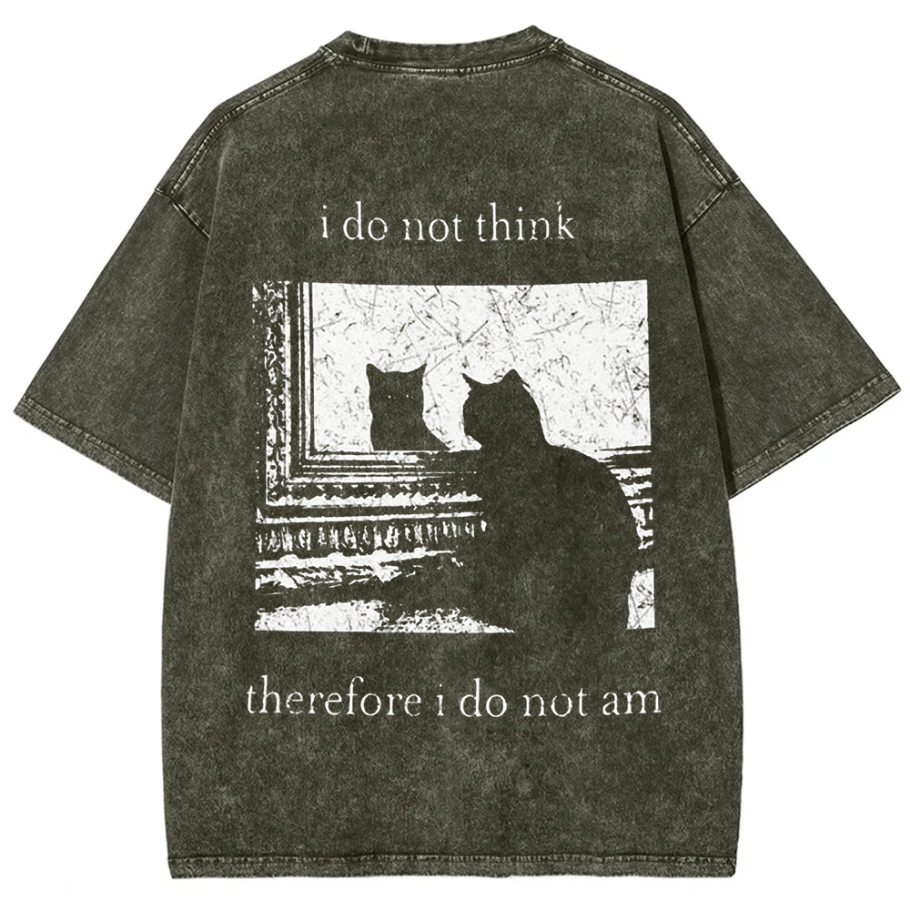Unisex Vintage I do not think therefor I do not am Funny Cat t-Shirt