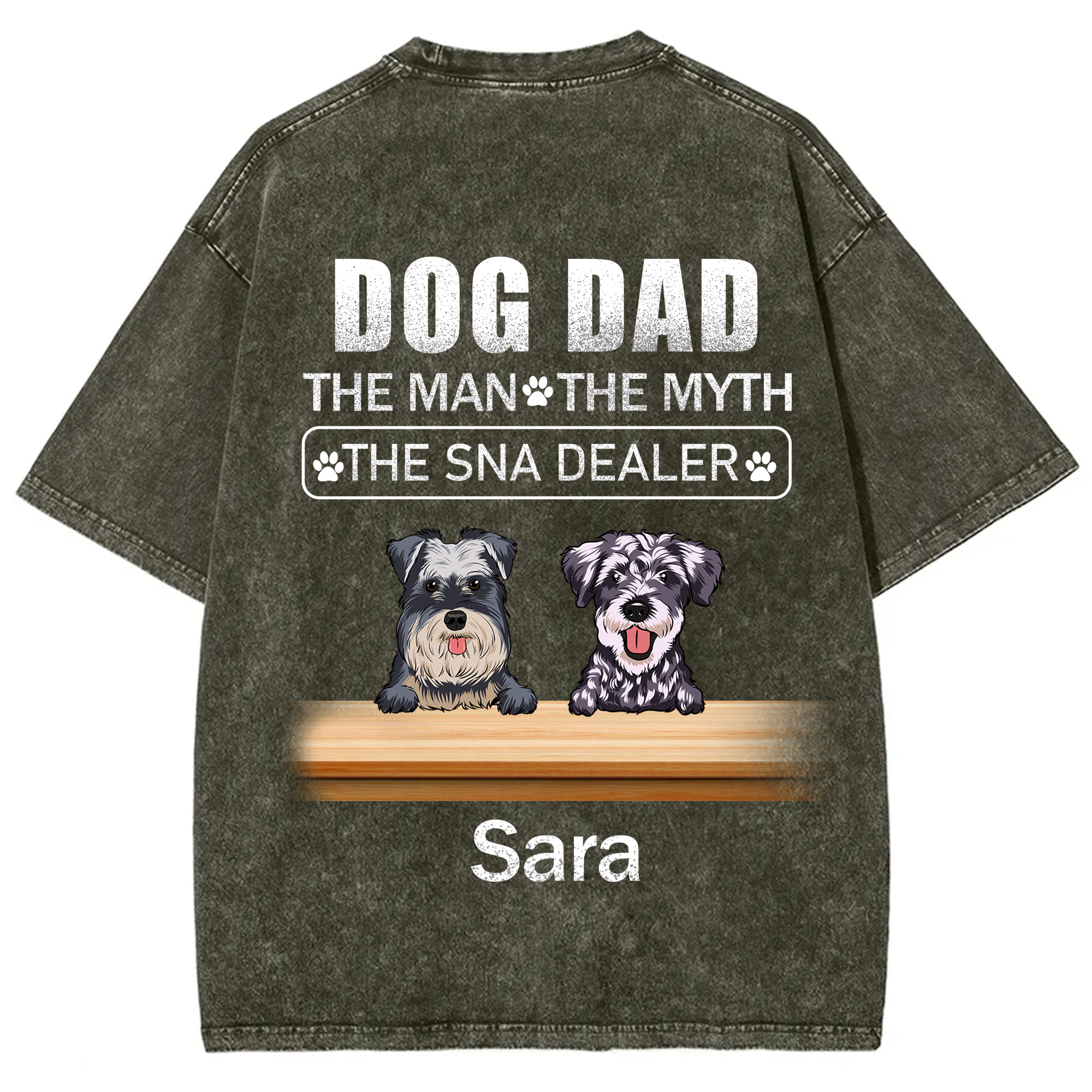 Dog Dad The Man The Myth The Snack Dealer - Personalized Custom Unisex  Washed T-shirt