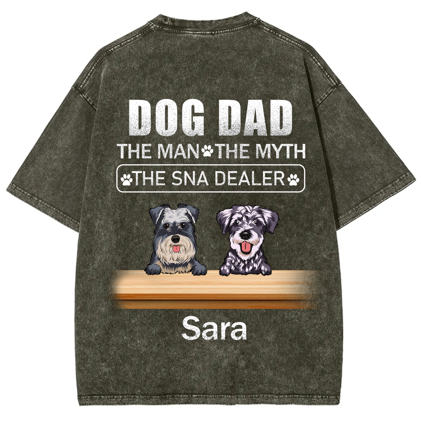 Dog Dad The Man The Myth The Snack Dealer - Personalized Custom Unisex  Washed T-shirt