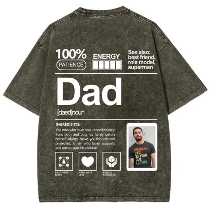 Addcustom Photo Dad Washed T-Shirt
