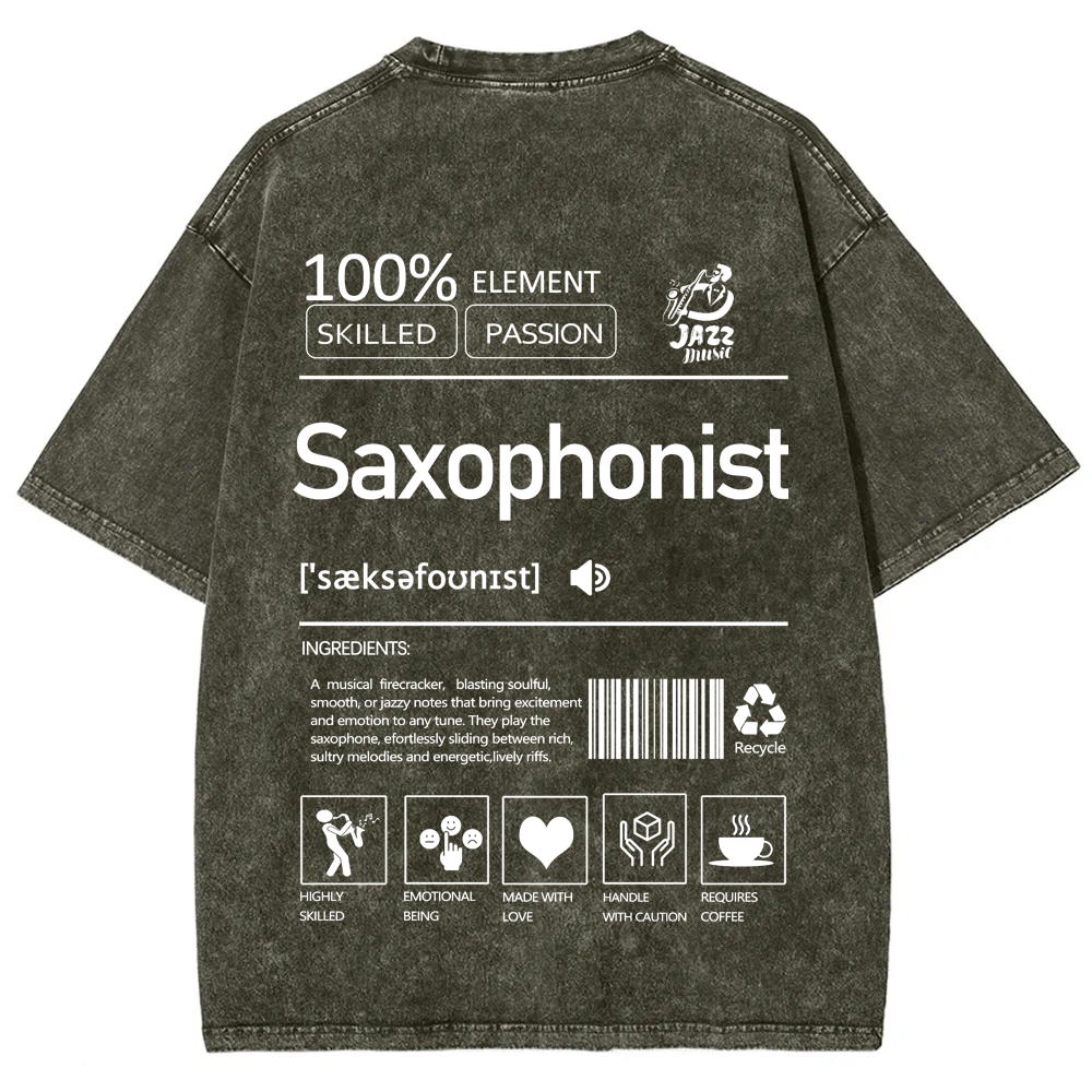 Saxophonist Unisex Fit Washed T-Shirt  wearishow