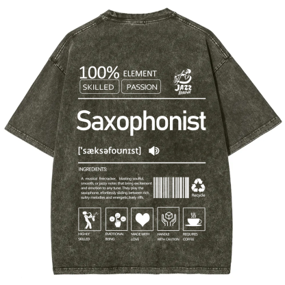 Saxophonist Unisex Fit Washed T-Shirt  wearishow