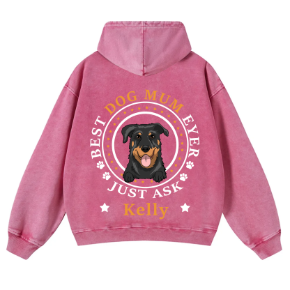 Best Dog Dad/Dog Mum Circle - Personalized Custom Unisex Washed Hoodie