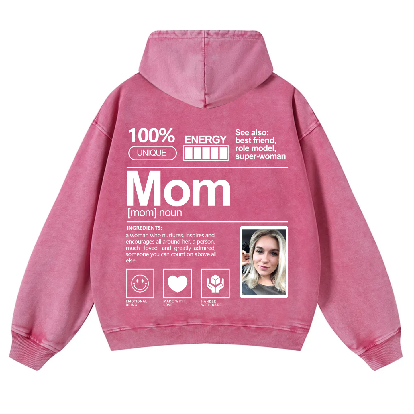 Addcustom Photo Mom Vintage Washed Hoodie