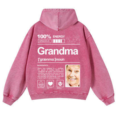 Addcustom Photo Grandma Vintage Washed Hoodie