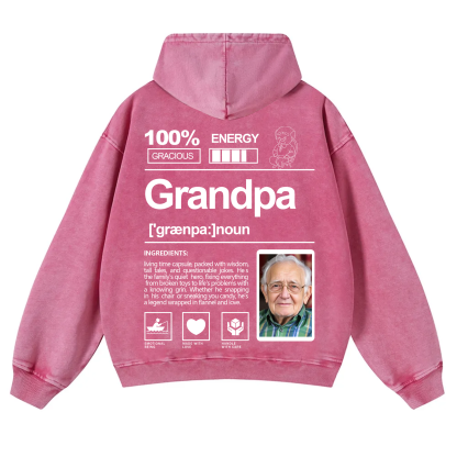 Addcustom Photo Grandpa Vintage Washed Hoodie
