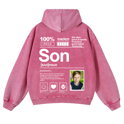 Addcustom Photo Son Vintage Washed Hoodie